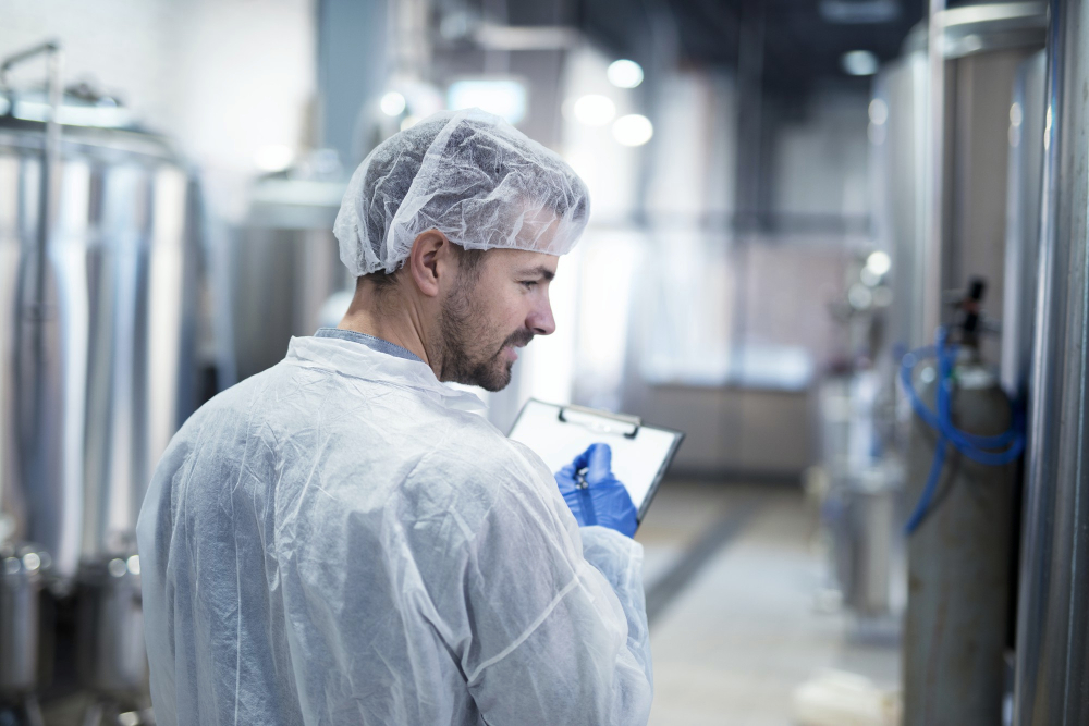 image d'un homme qui vérifie les équipements dans la sécurité alimentaire